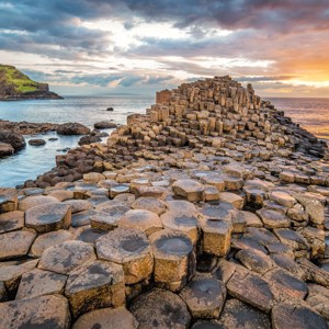 Sunset at the Giant's Causeway in Northern Ireland