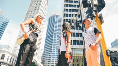 Travellers in Auckland, New Zealand