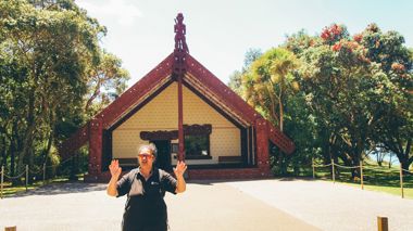 Local guide at Waitangi Treaty Grounds in Paihia, New Zealand