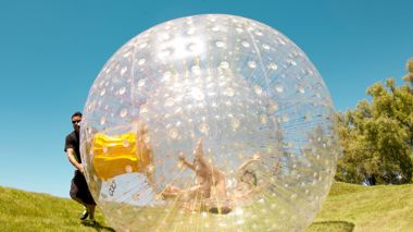 Traveller rolling in an Ogo ball