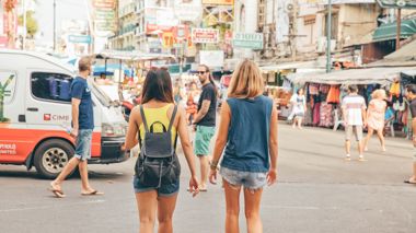 Travellers at Khaosan Road in Bangkok, Thailand