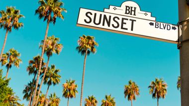 Sunset Boulevard sign in Los Angeles, USA