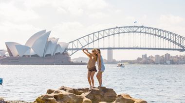 The Sydney Harbour Bridge and Opera House in Sydney, Australia