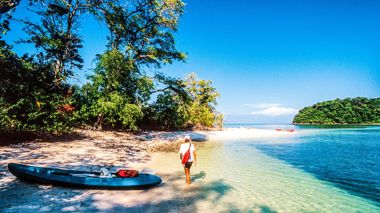 Traveller at the beach in Langkawi, Malaysia