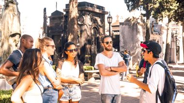 Travellers at Recoleta Graveyard in Buenos Aires, Argentina