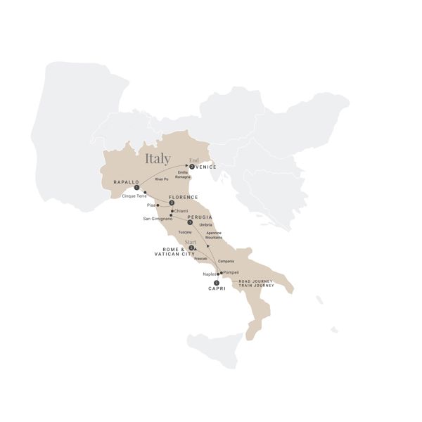 Ultimate Italy Luxury Tour Map