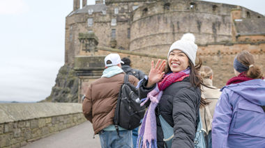 View of the Edinburgh Castle on Castle Hill in Scotland