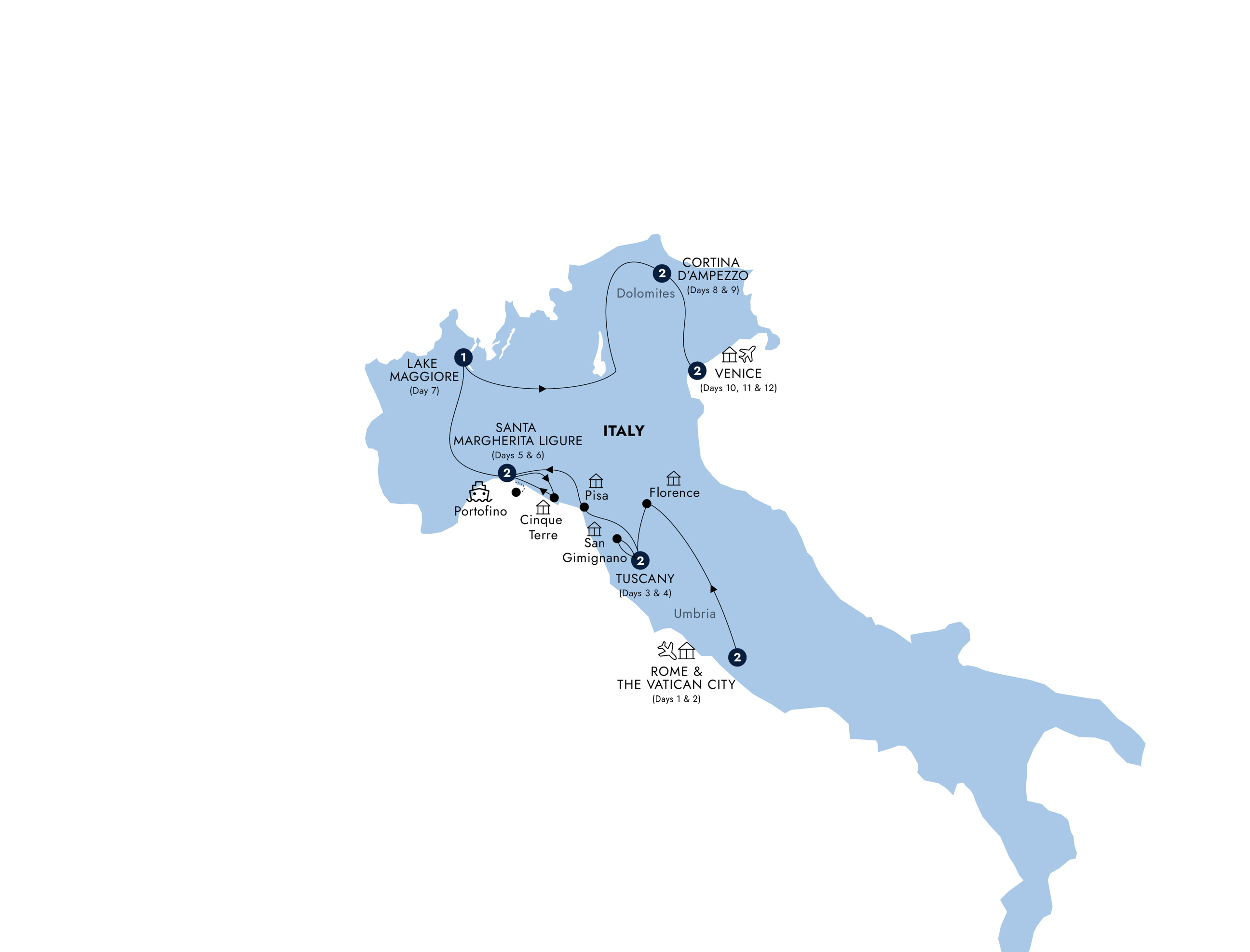 Map Italian Elegance Guided Tour E923 2025