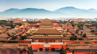 Ariel view of the Forbidden City in Beijing, China