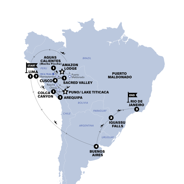 Ultimate South America Trip Map