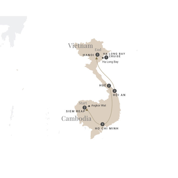 Map Cambodia Vietnam In Style Luxury Tour 2025