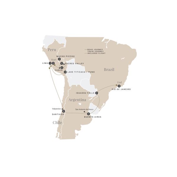 Grand South America Luxury Tour Map