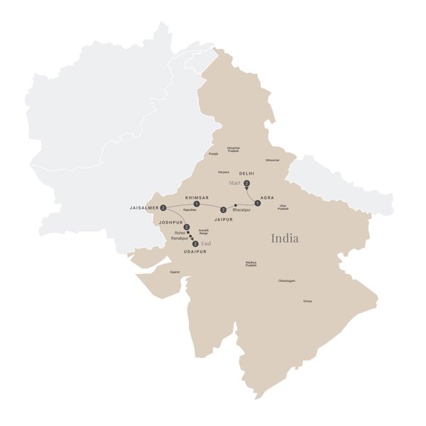 Imperial Rajasthan Luxury Tour Map