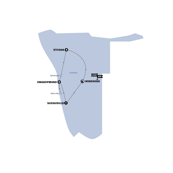 Nomadic Namibia Trip Map