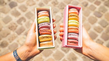 Macarons, French sweets on the streets of Paris, France