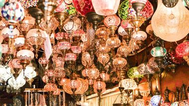 Handmade lanterns in a local market in Istanbul, Turkey