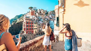 Cliffside buildings in La Spezia in Cinque Terre, Italy