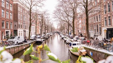 A Dutch Canal In Amsterdam, Netherlands