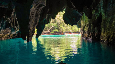 Tip of Boat from Passenger's View, Cruising from Underground River towards Exit of Cave, Puerto Princesa, Philippines