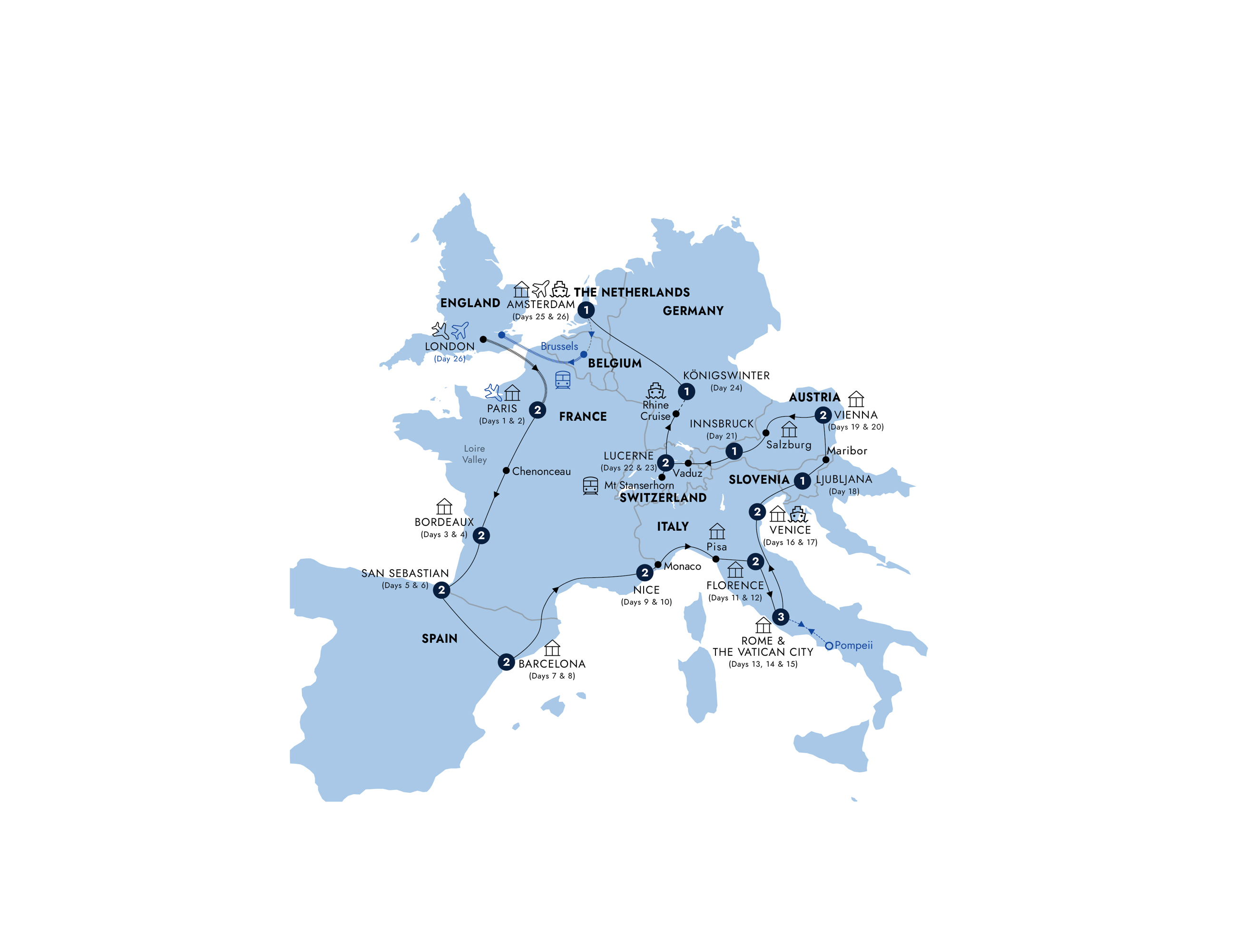 Map European Grandeur Guided Tour E915 2027