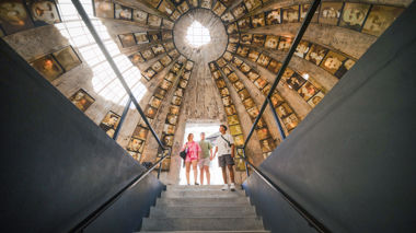 Travellers exploring the interior of the Bunk'Art 2, Tirana Albania