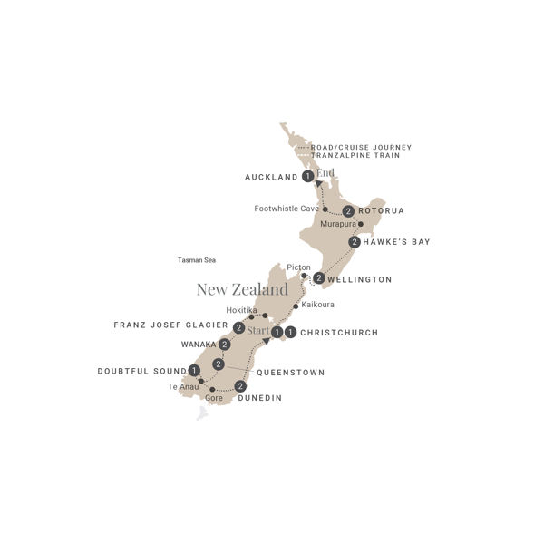 Map Long White Cloud Luxury Tour 2025