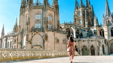 Traveler Stood By the Cathedral of Saint Mary of Burgos, Spain