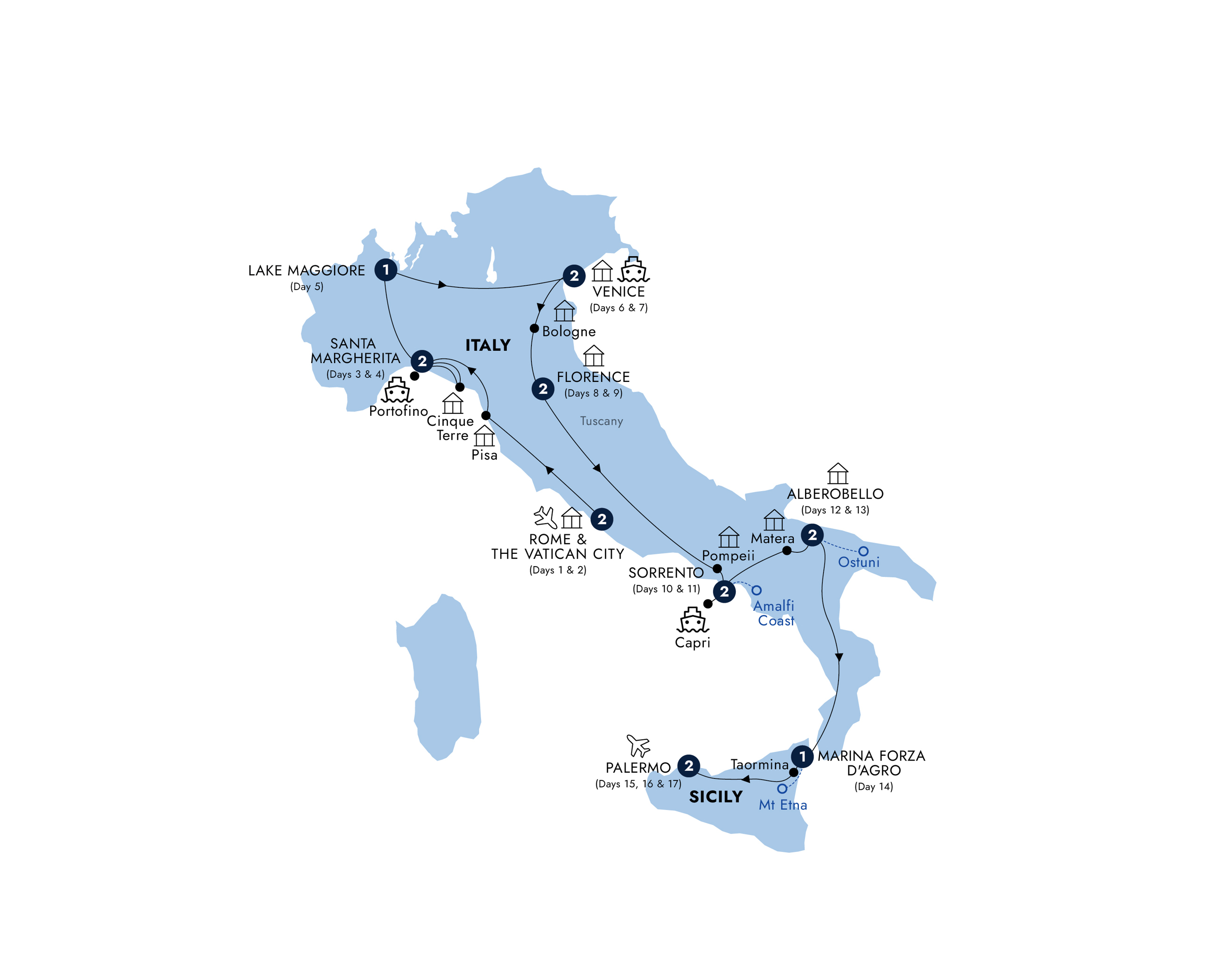 Map Grand Italy Sicily Guided Tour E921 2026