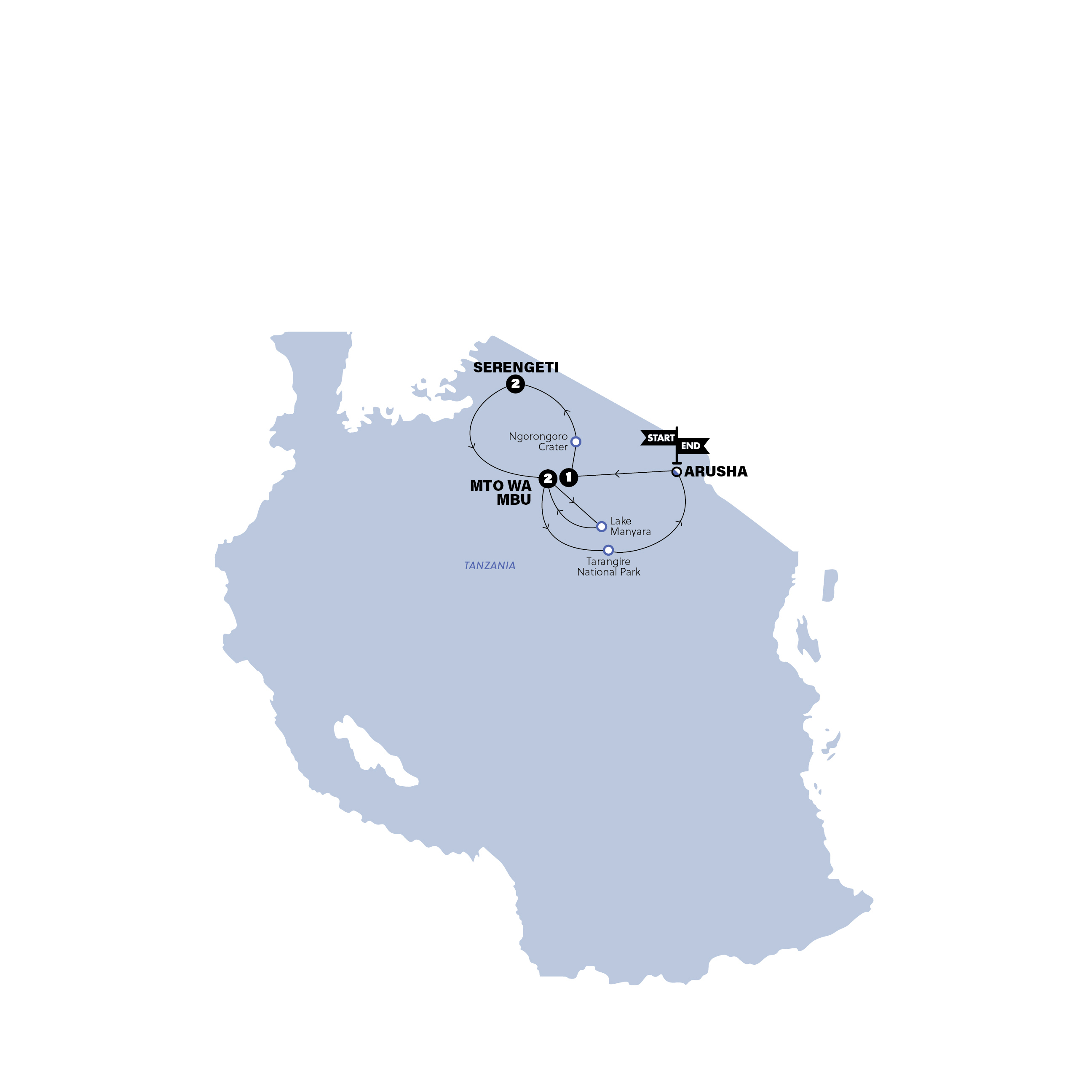Tanzania Adventure Trip Map
