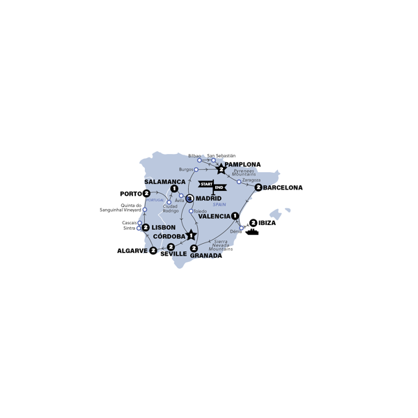 Best of Spain and Portugal Trip Map