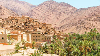 Town and mountains in the Ait Mansour Valley, Morocco