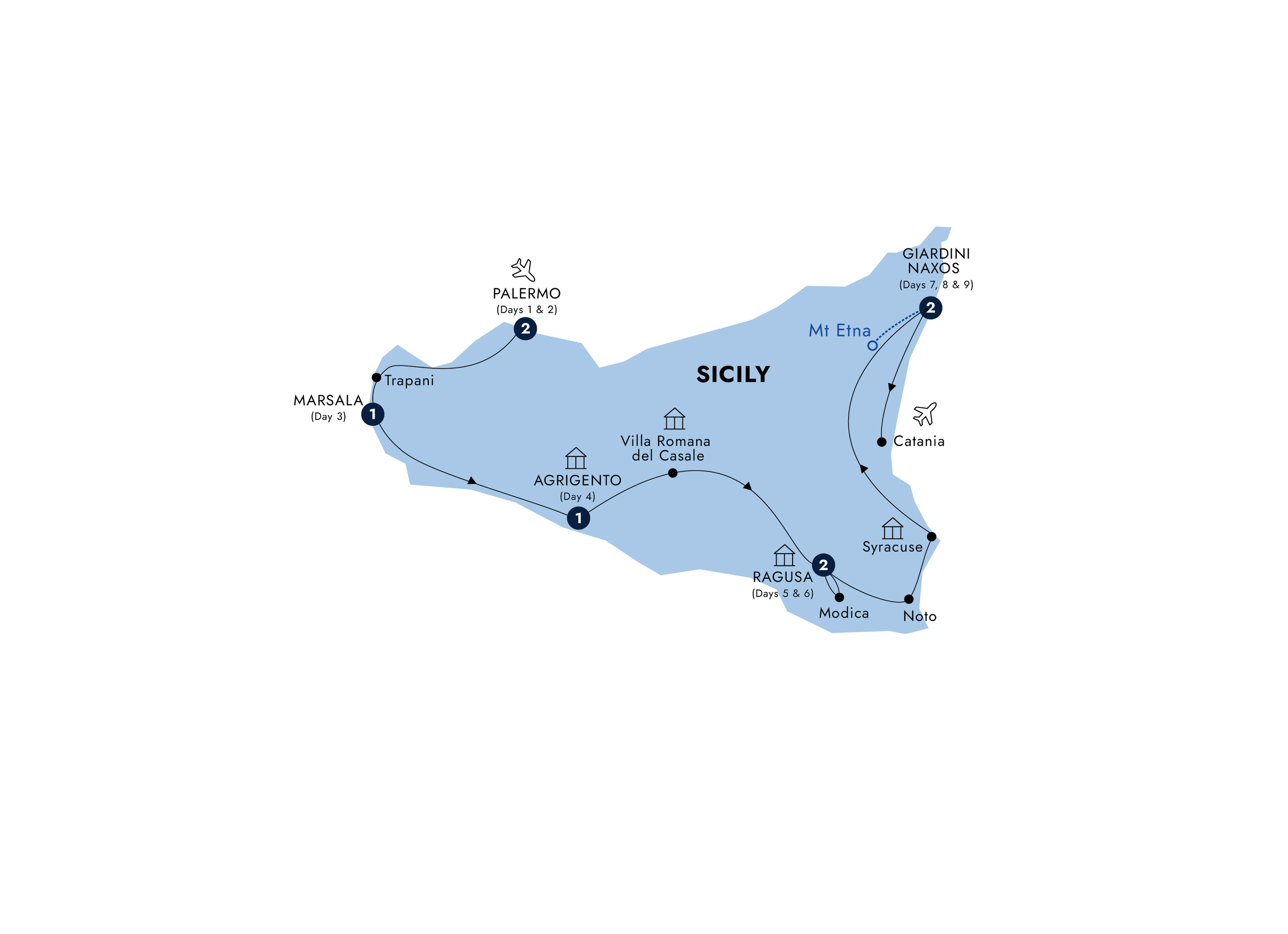 Map Sicily Indepth Small Groups Guided Tour YE934 2027