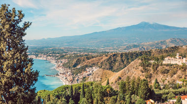 View of Taormina in Sicily, Italy