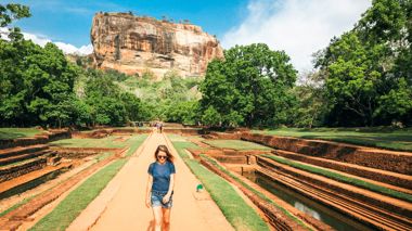 Traveller Walking away from Sigiriya Rock Fortress, Sri Lanka