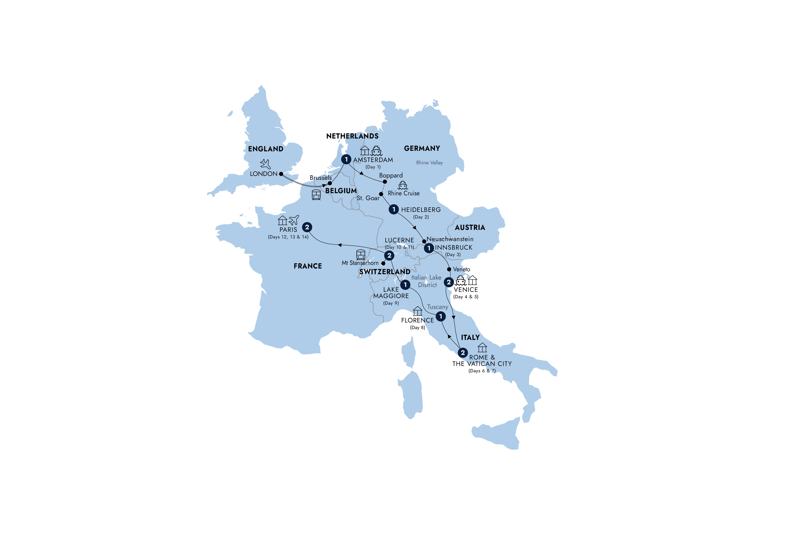 Map Highlights Europe Guided Tour E933 2026