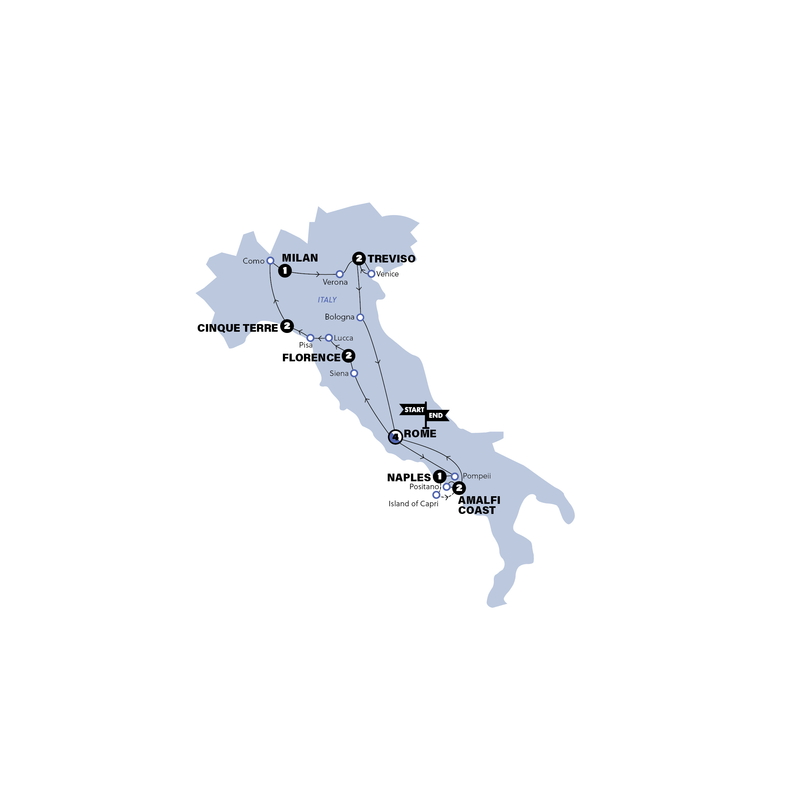 Simply Italy Trip Map