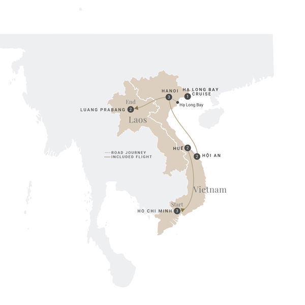 Map Sensational Vietnam Laos Luxury Tour 2025