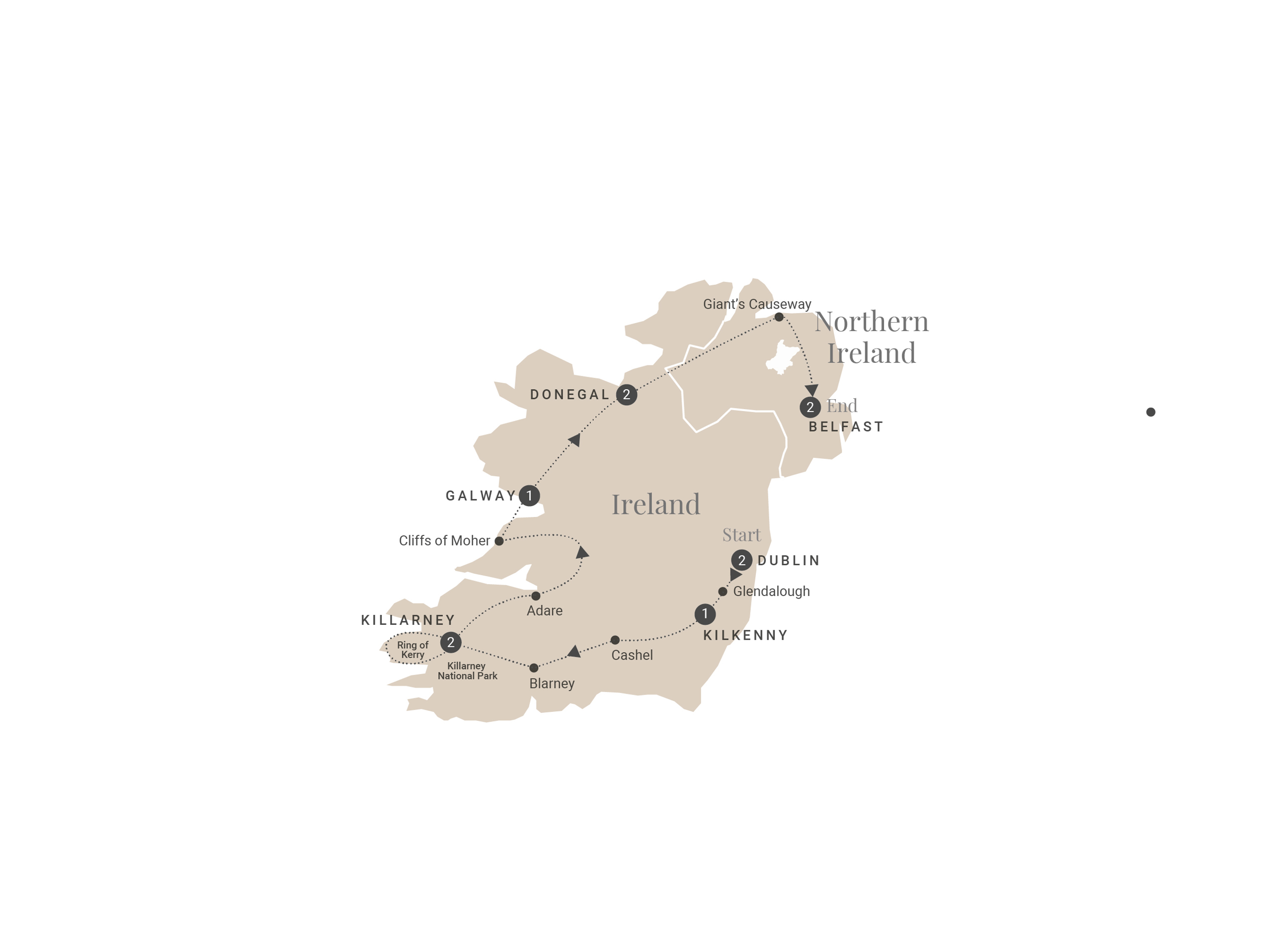 Map Ultimate Ireland Luxury Tour 2027