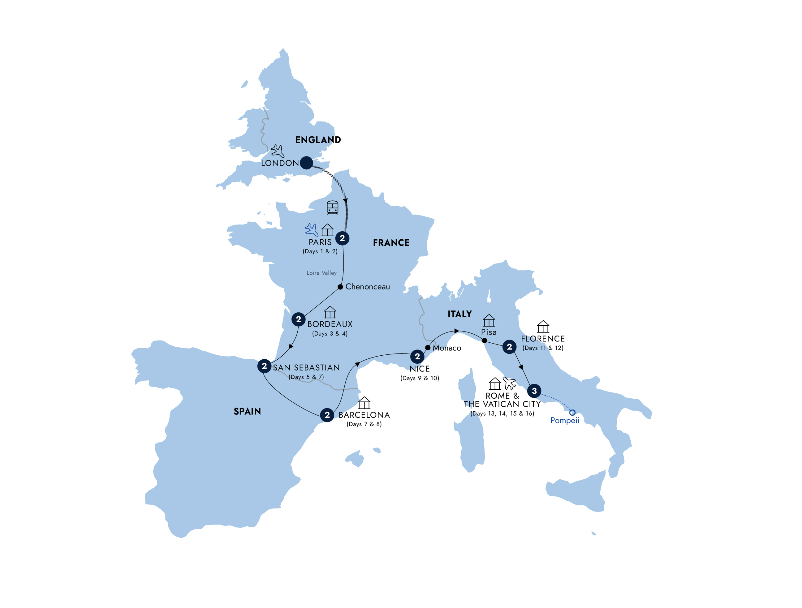 Map Mediterranean Journey Guided Tour T915 2027