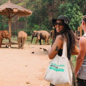 A group watching elephants in a sanctuary - Contiki Thailand, Laos & Cambodia Uncovered Tour