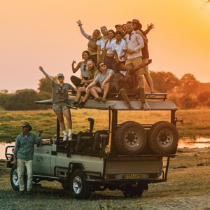 Travellers at Victoria Falls, in Africa