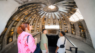 Travellers exploring the interior of the Bunk'Art 2, Tirana Albania
