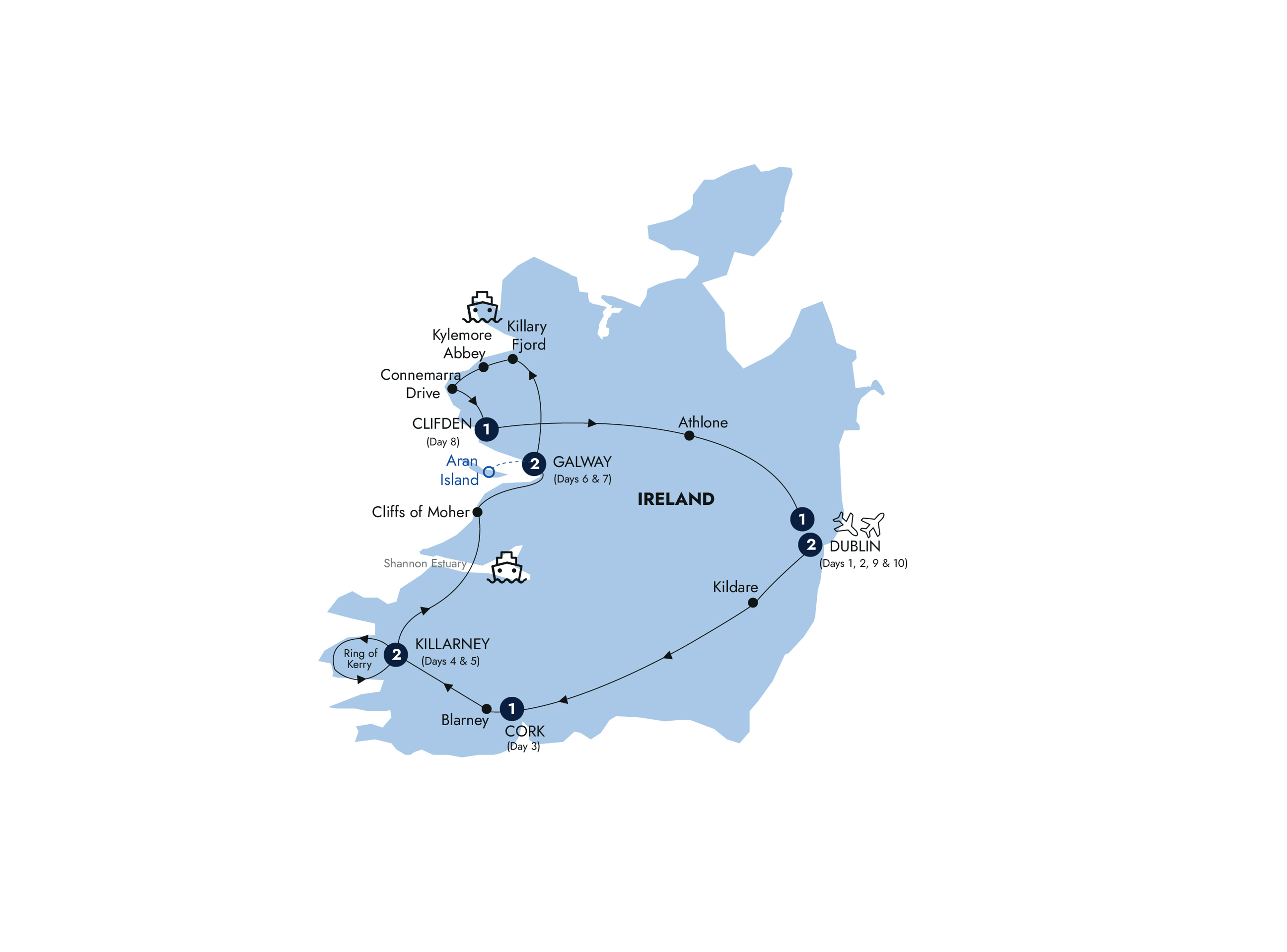 Map Irelands Icons Guided Tour BIBRAC 2027