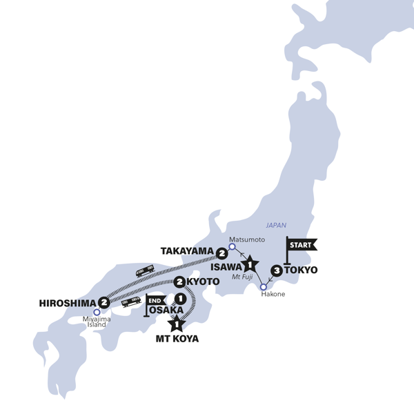Japan Unrivalled Trip Map