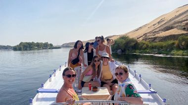 Travellers on the Nile Cruise in Aswan, Egypt