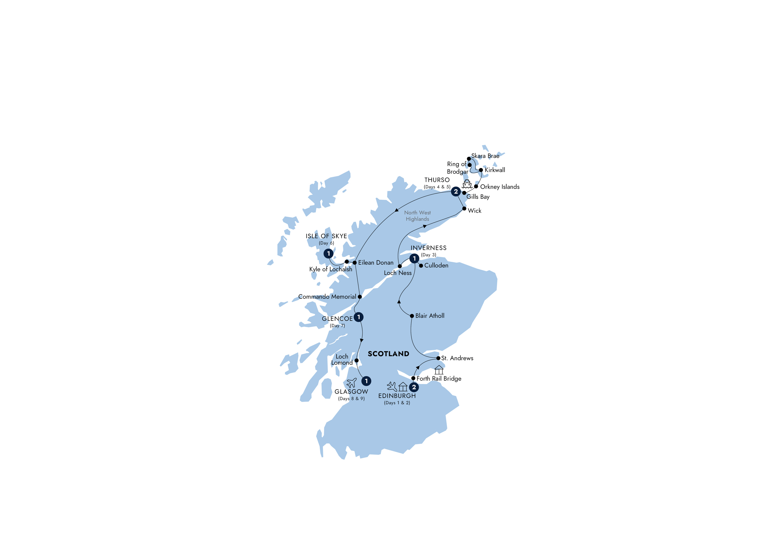 Map Country Roads Scotland Guided Tour YB905 Small group 2027
