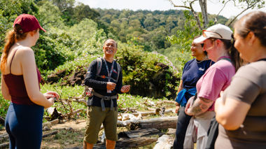 A guide chatting to travellers in Bako National Park, Borneo, Malaysia