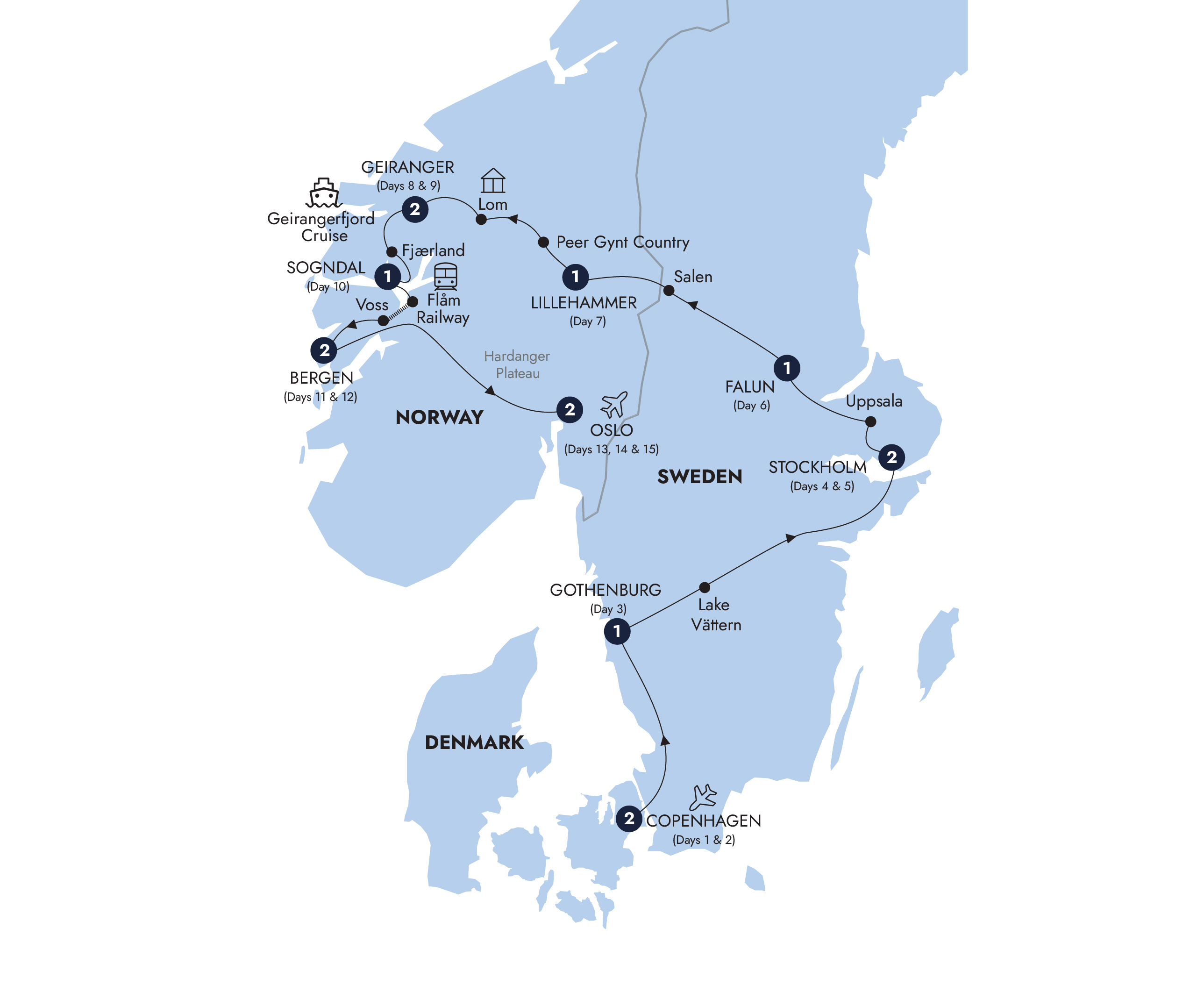 Map Spectacular Scandinavia Fjords Guided Tour E941 2027