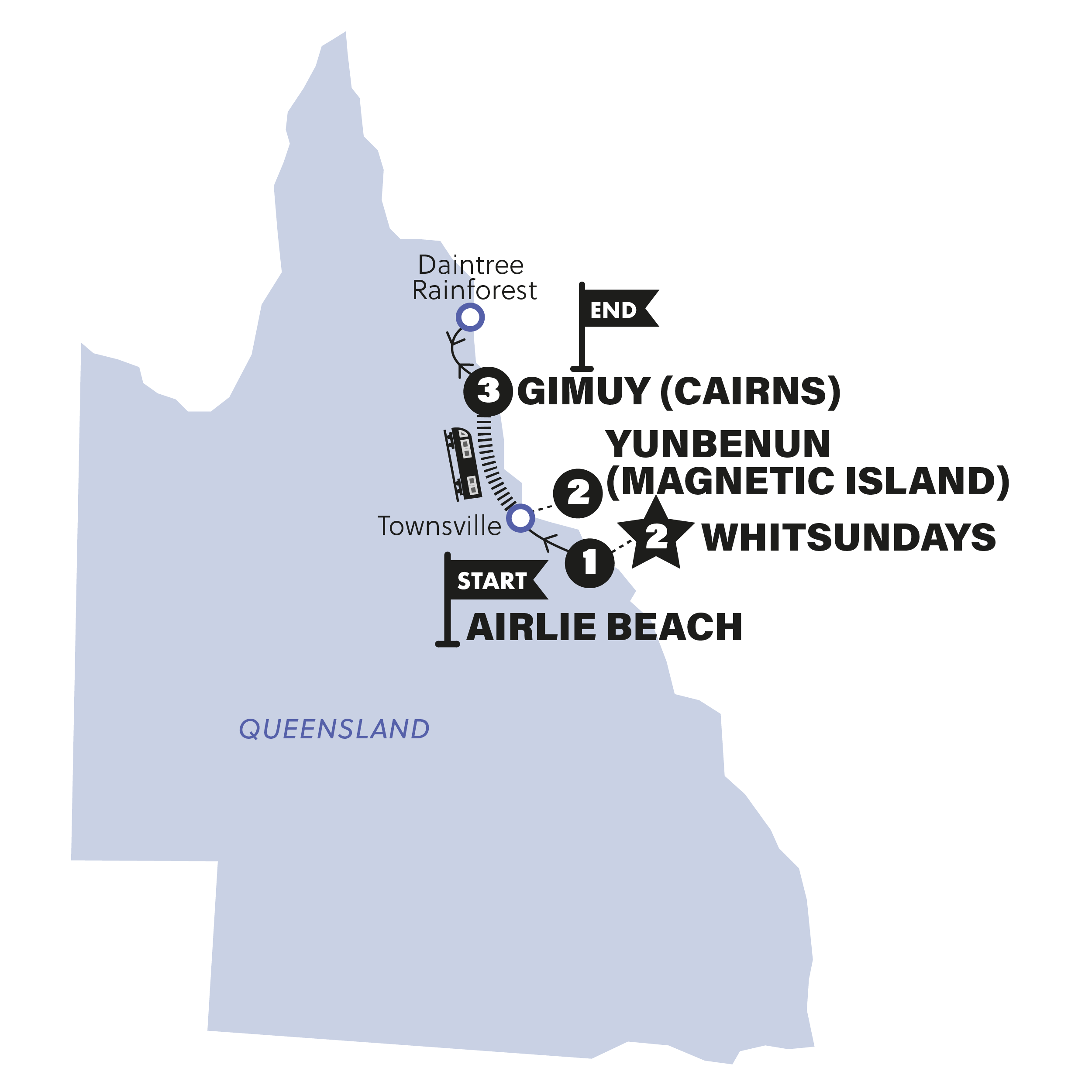 North Queensland Adventure with Sailing Trip Map