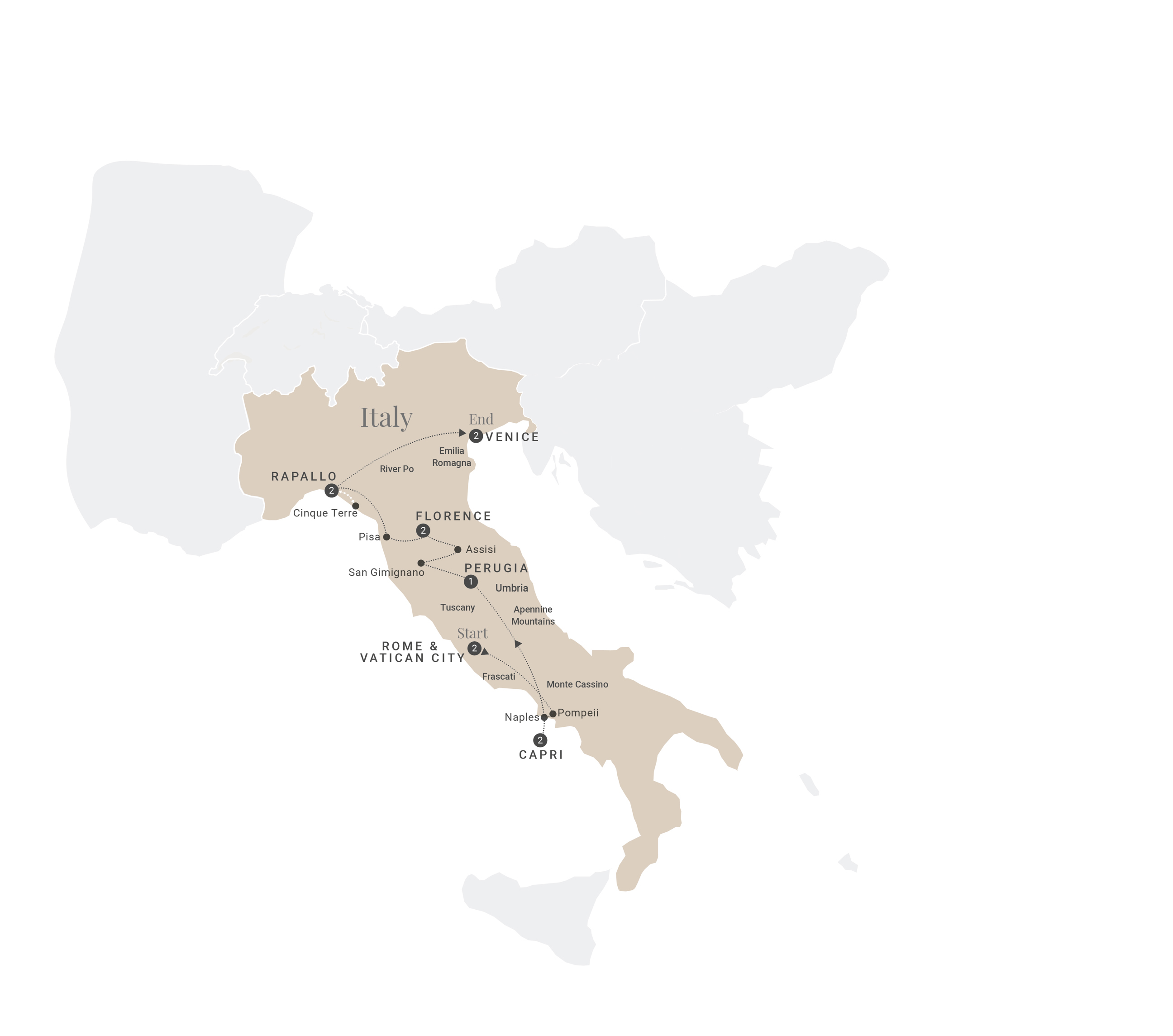 Map Ultimate Italy Luxury Tour G200 2026